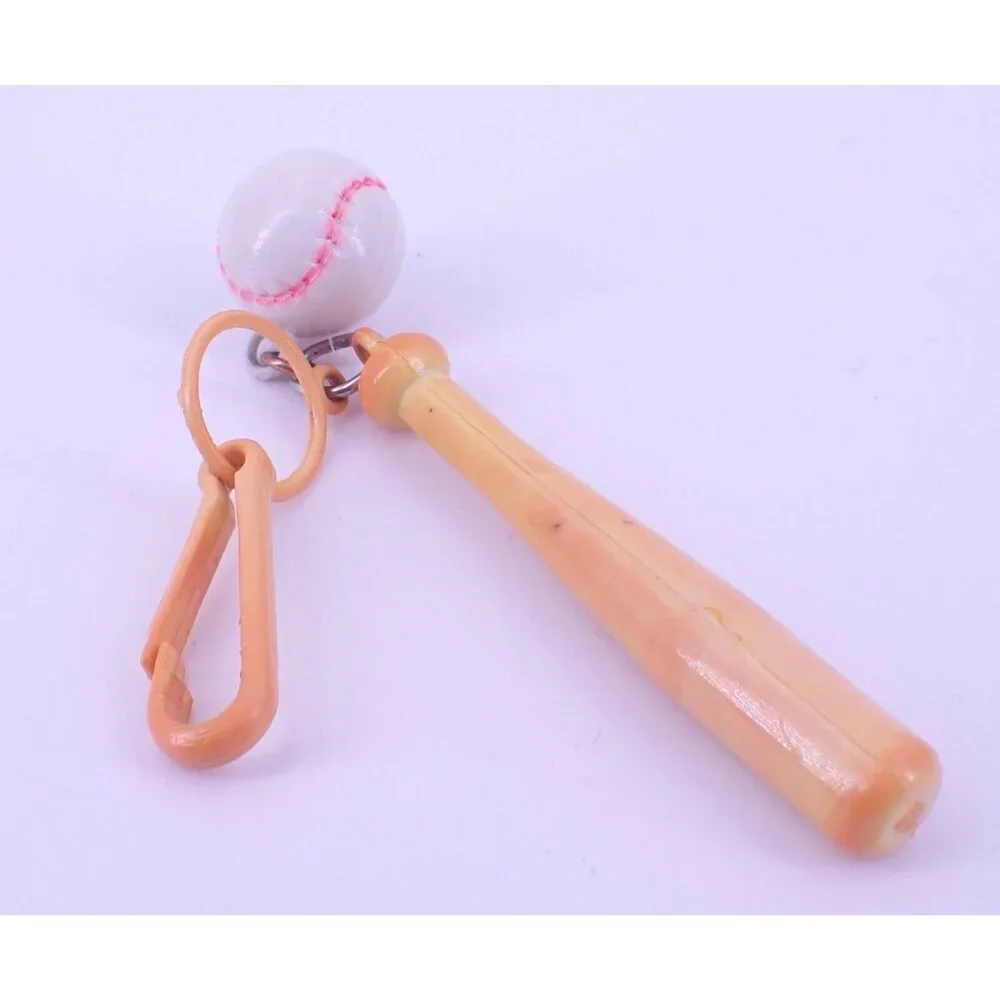 Vintage Plastic Baseball and Bat Keychain/Clip Assessory/Bubble Gum Prize